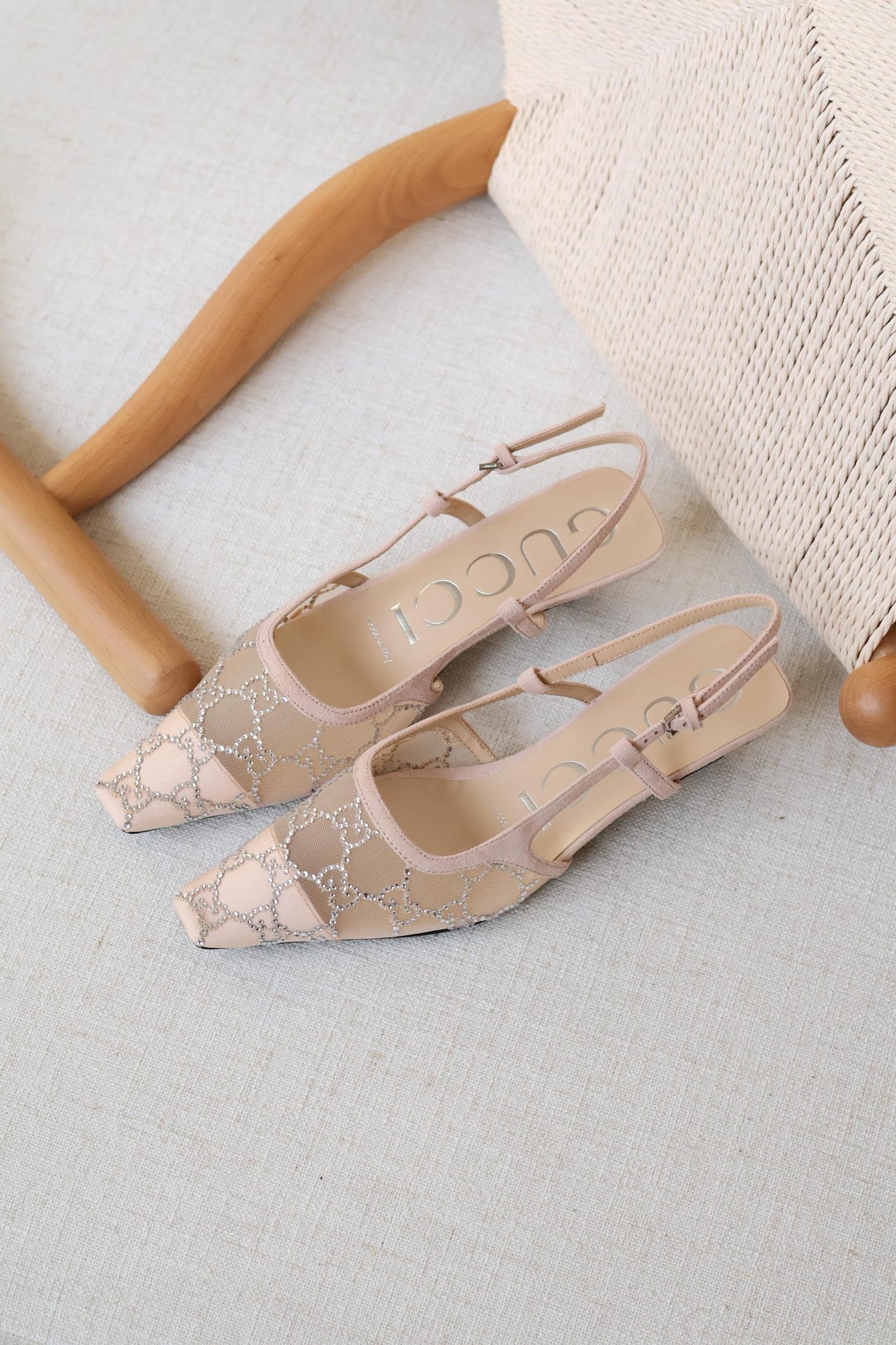 Gucci GG crystal slingback pump