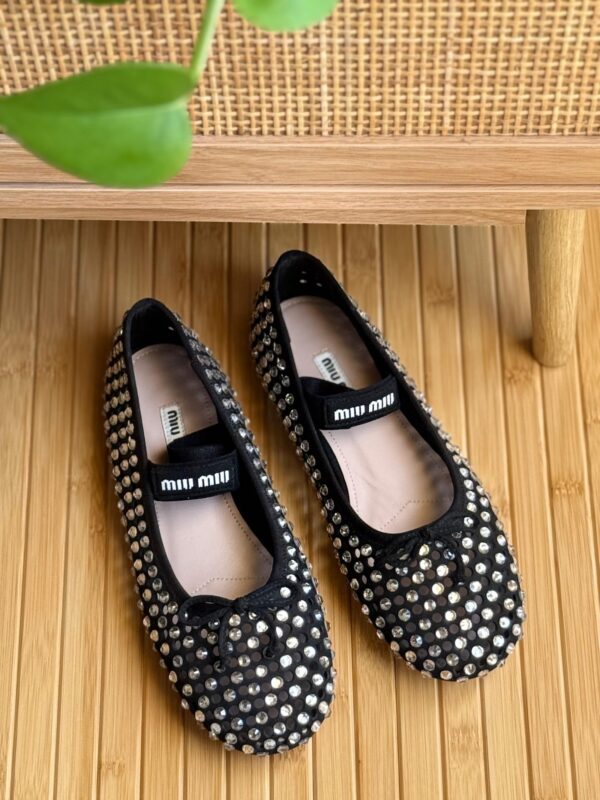 Miu Miu Crystal leather ballet flats