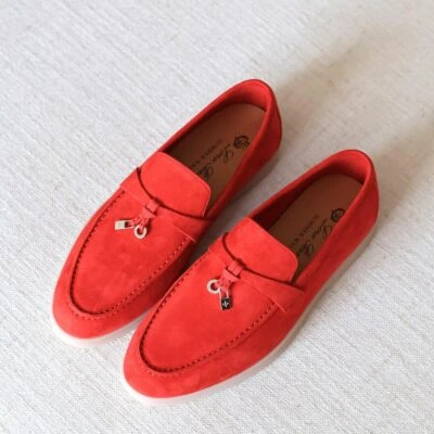 Luxury Suede Loafers with Minimal Summer Elegance Style - Side View