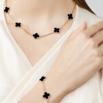 Vintage Alhambra necklace, 10 motifs 18K yellow gold, Onyx Jewellery
