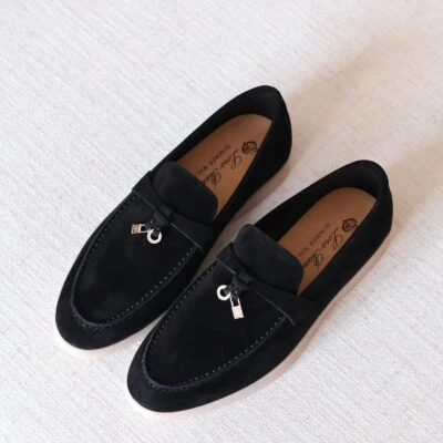 Luxury Suede Loafers with Minimal Summer Elegance Style - Front View
