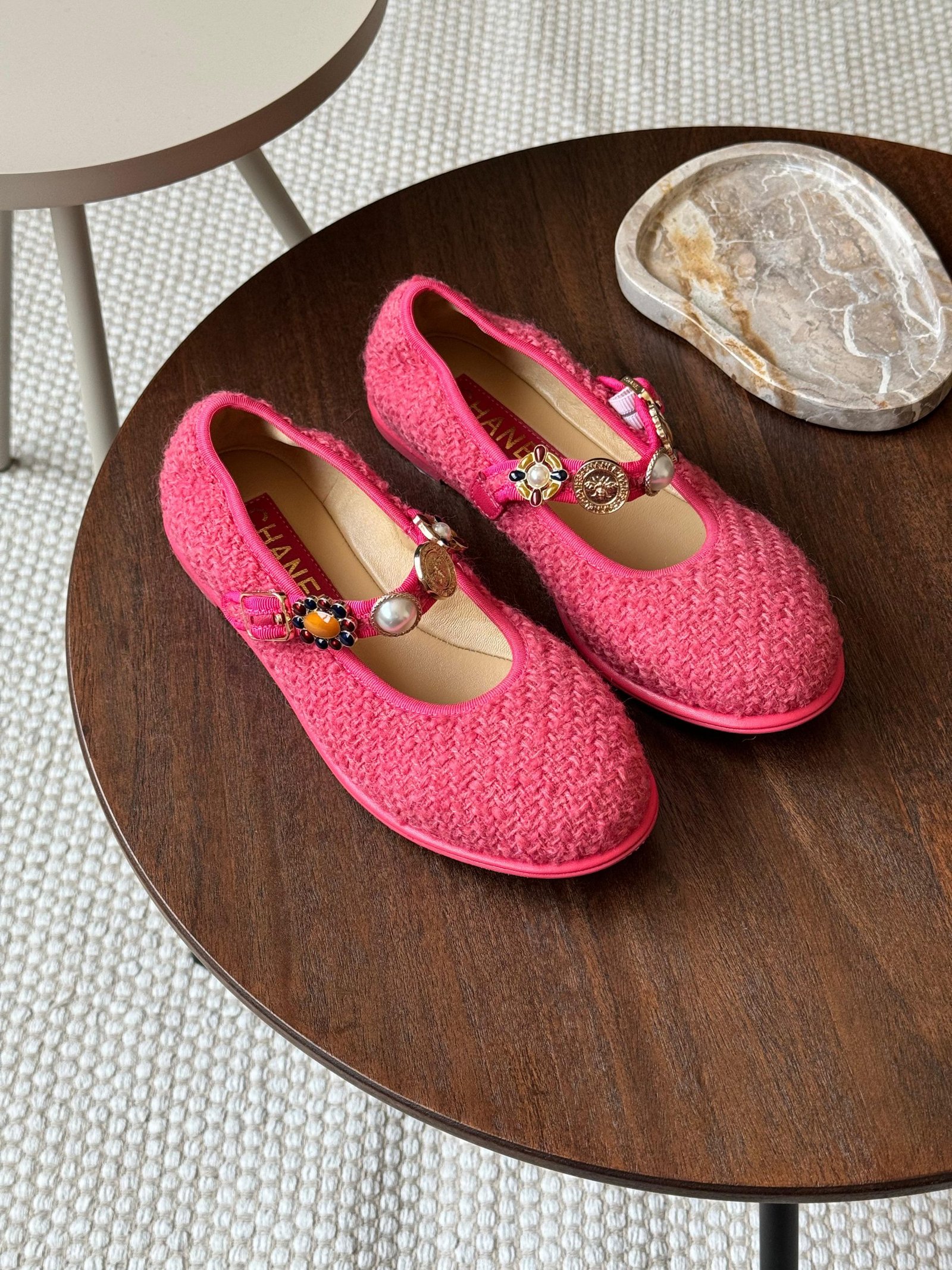 Chanel Mary janes tweed ballet flats
