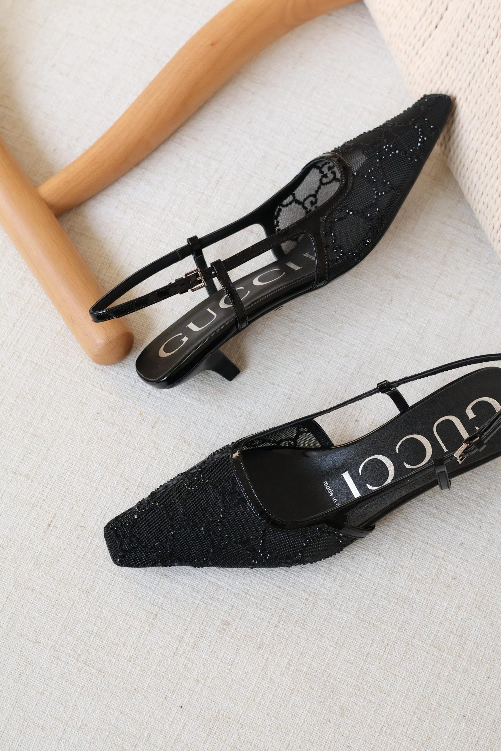 Gucci GG crystal slingback pump