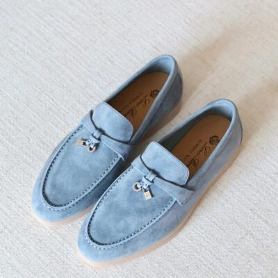 Luxury Suede Loafers with Minimal Summer Elegance Style - View 9