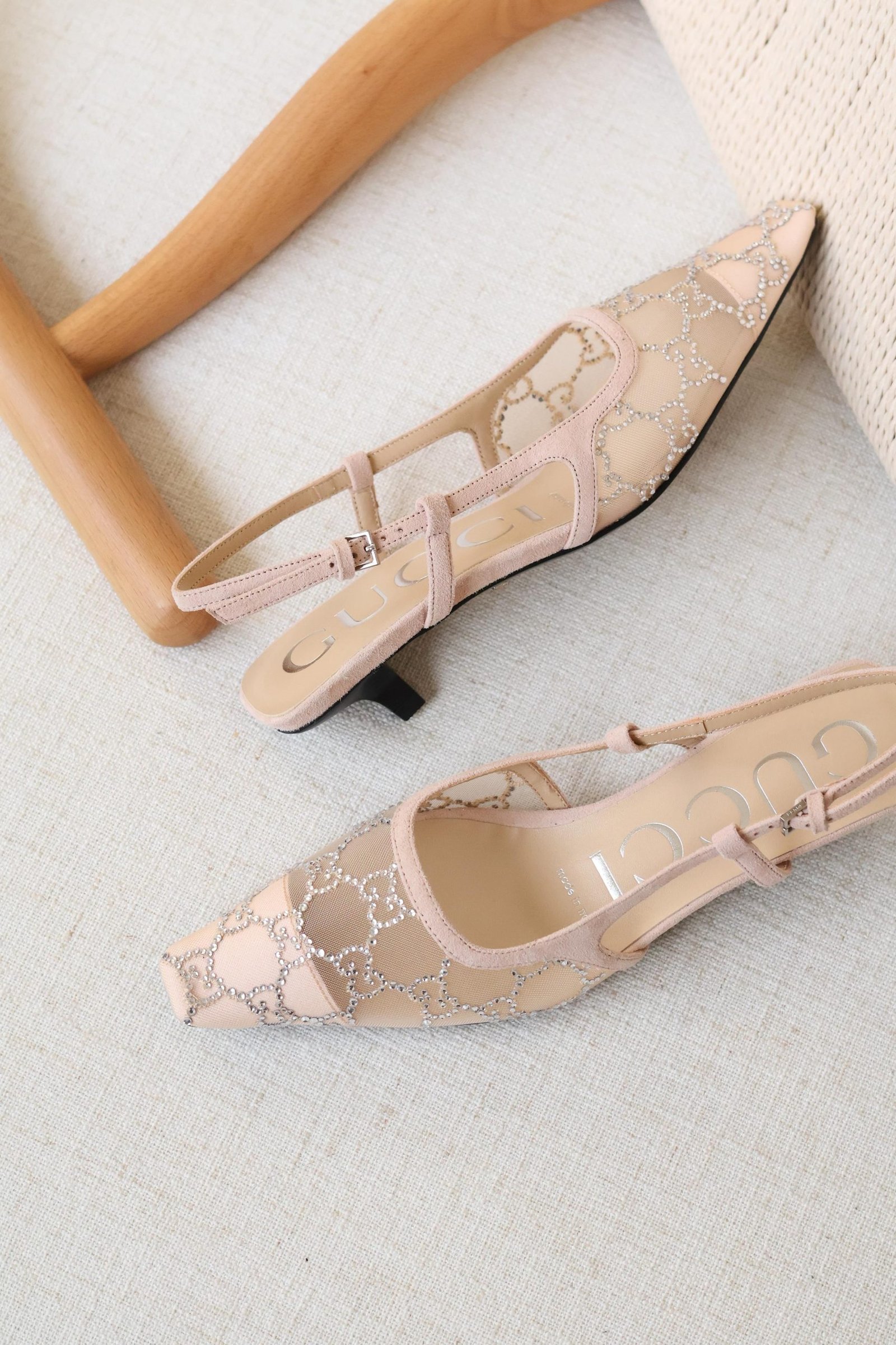 Gucci GG crystal slingback pump