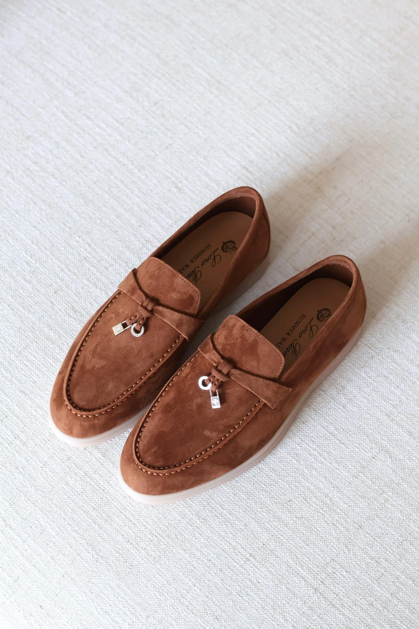 Luxury Suede Loafers with Minimal Summer Elegance Style - Detail Close-up