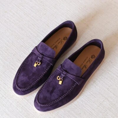 Luxury Suede Loafers with Minimal Summer Elegance Style - Top View