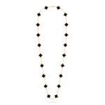 Vintage Alhambra long necklace, 20 motifs 18K yellow gold, Onyx