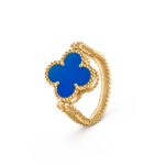 Vintage Alhambra reversible ring 18K yellow gold, Agate, Diamond