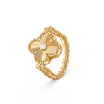 Vintage Alhambra reversible ring 18K yellow gold, Agate, Diamond