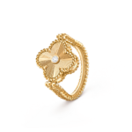 Vintage Alhambra reversible ring 18K yellow gold, Agate, Diamond