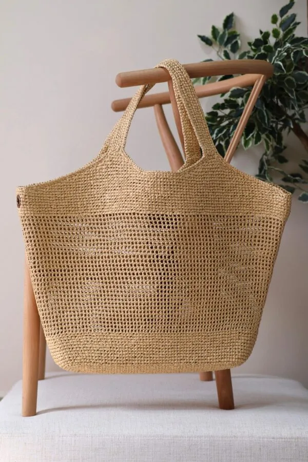YSL Icare Maxi Cassandre crochet raffia tote bag