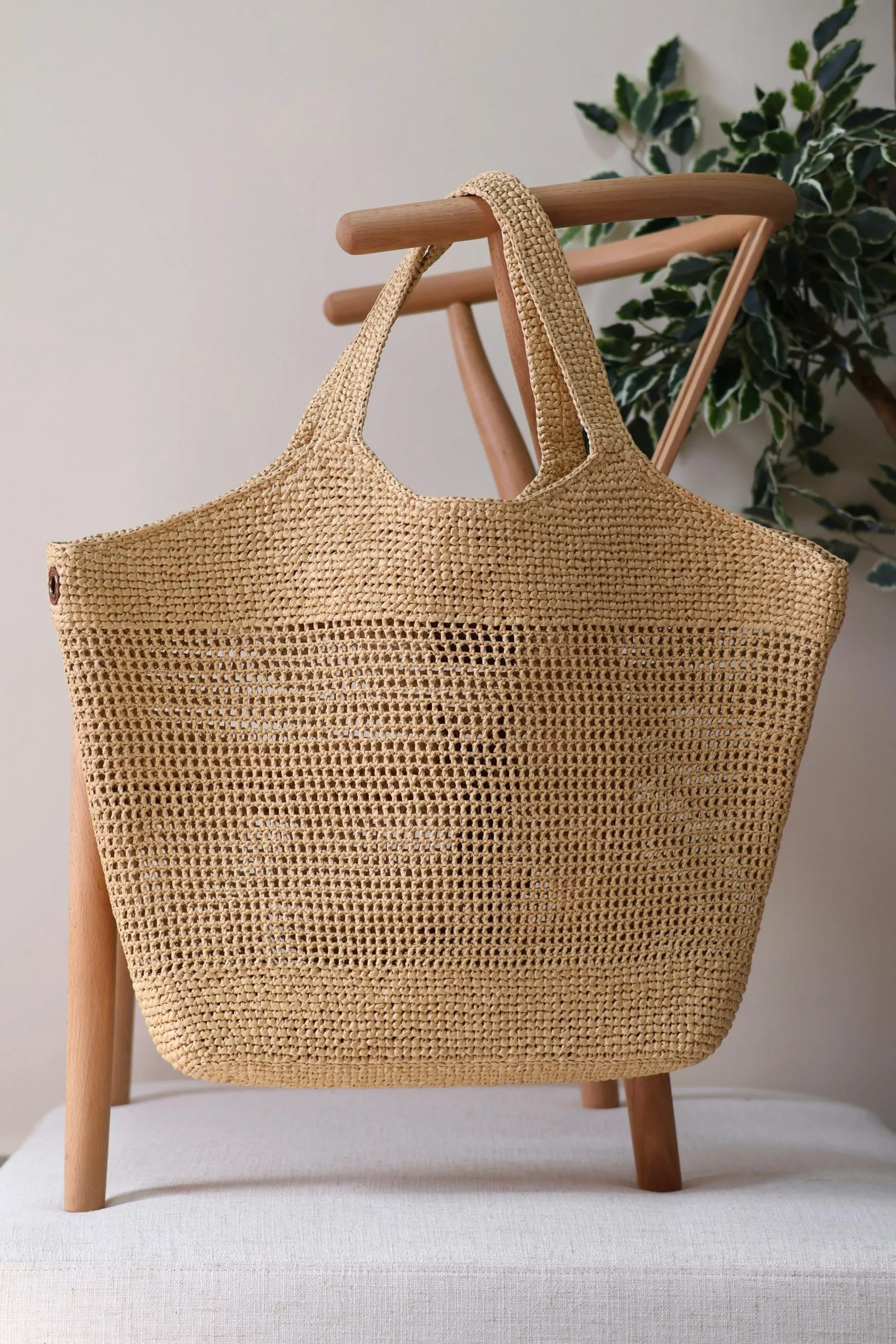 YSL Icare Maxi Cassandre crochet raffia tote bag