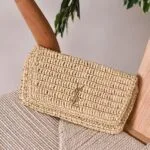 YSL Icare Maxi Cassandre crochet raffia tote bag