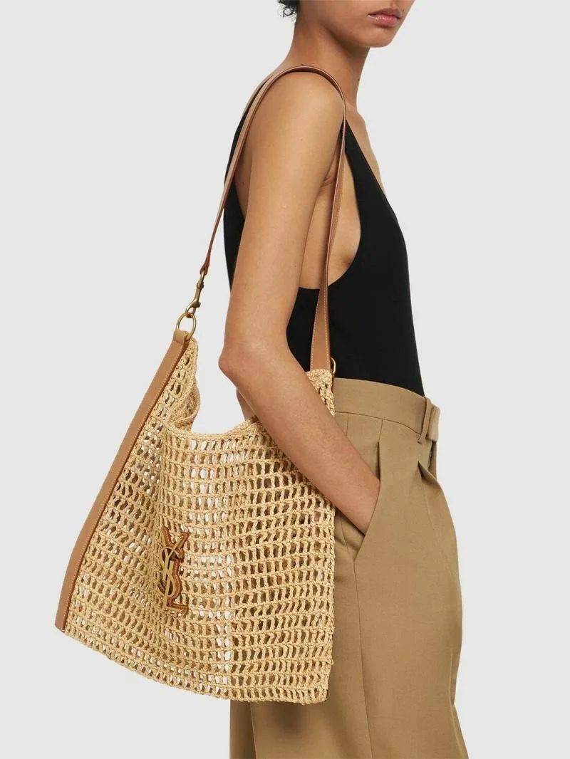 YSL Oxalis Raffia Shoulder Bag