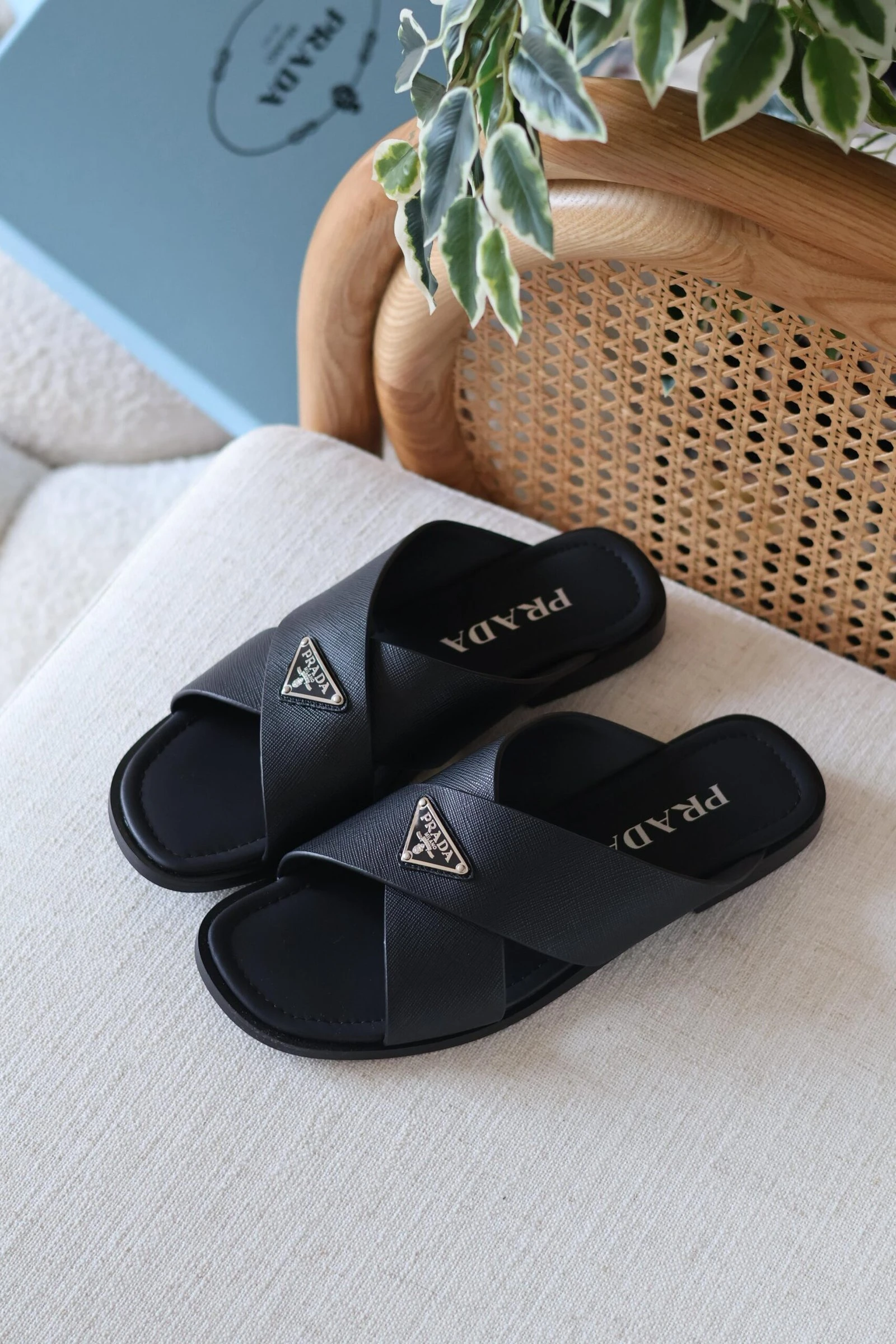 Prada Saffiano slides