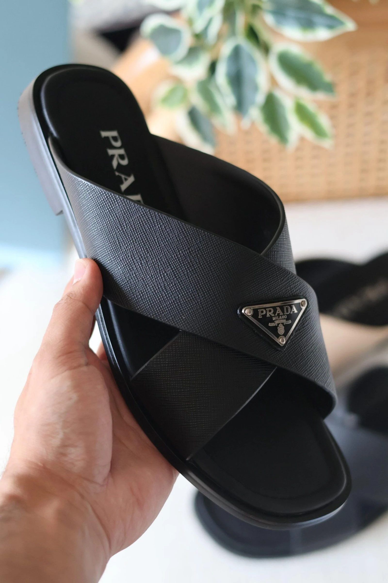 Prada Saffiano slides