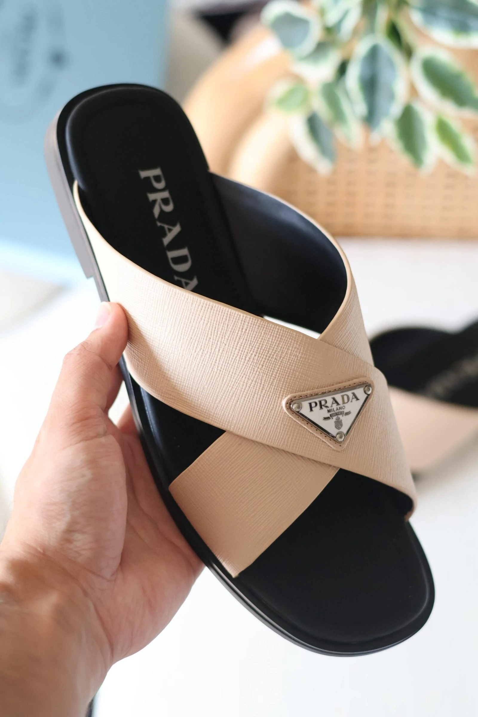 Prada Saffiano slides