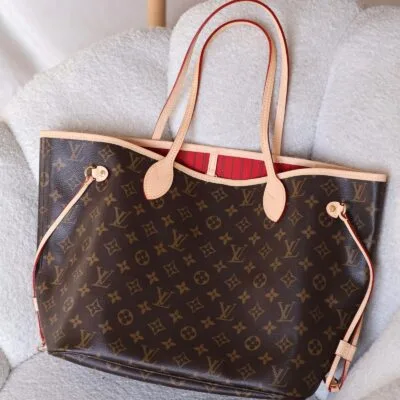 Monogram tan with red