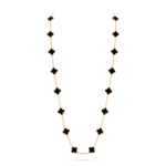 Vintage Alhambra long necklace, 20 motifs 18K yellow gold, Onyx