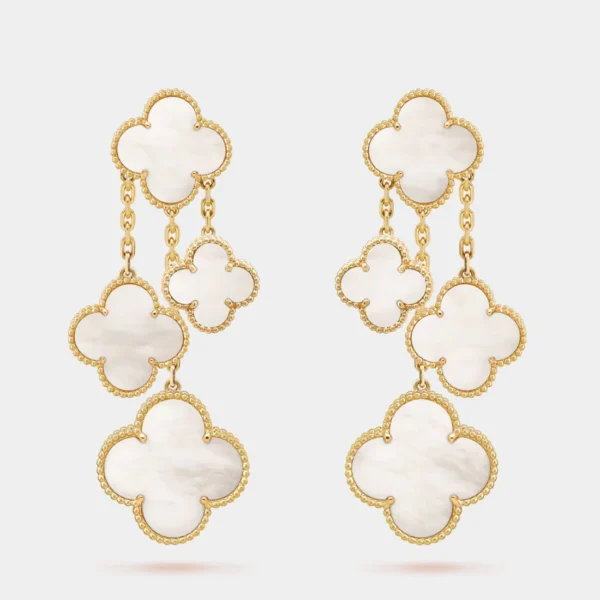 VAN CLEEF & ARPELS Magic Alhambra earrings 4 motifs Yellow Gold Mother Of Pearl in stock