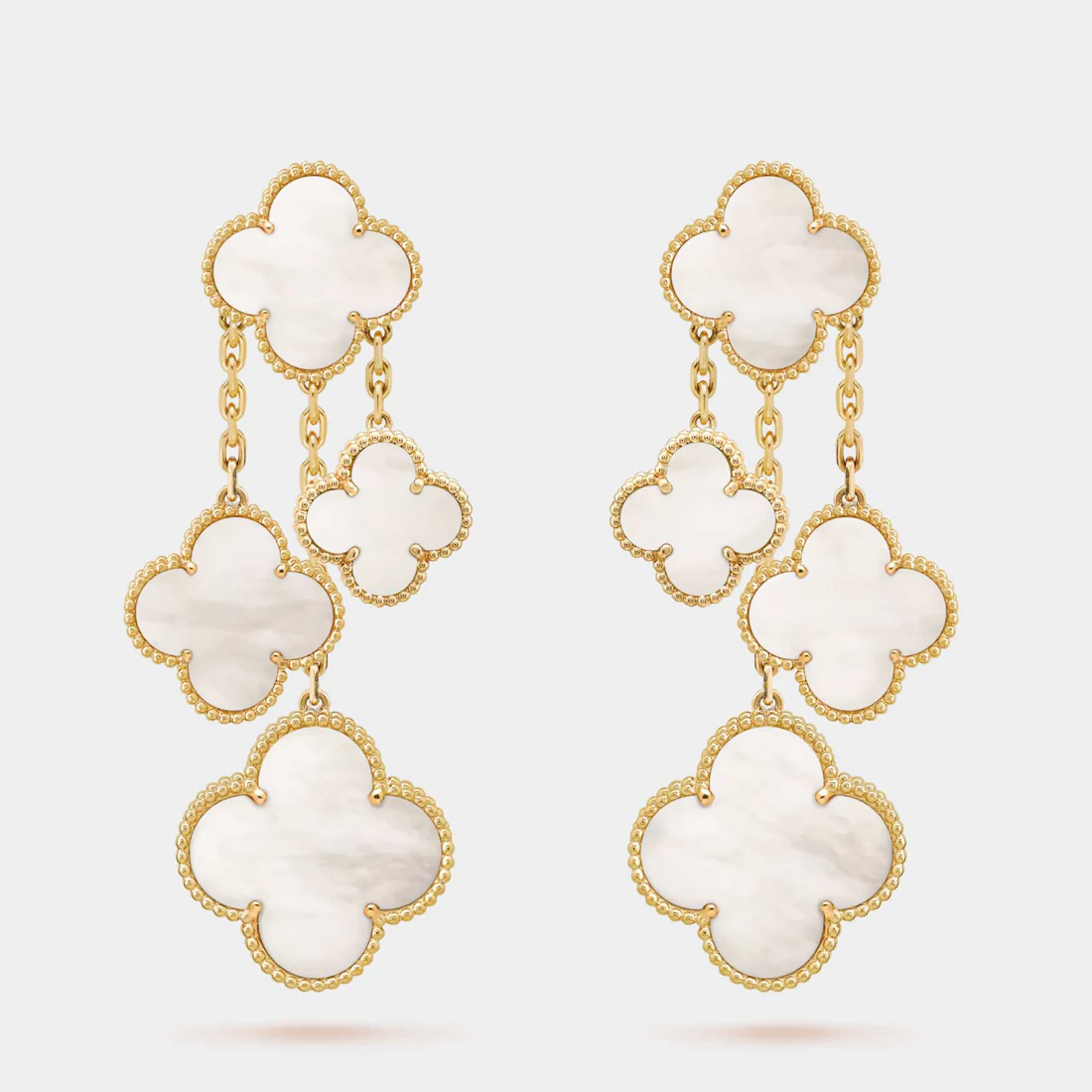 VAN CLEEF & ARPELS Magic Alhambra earrings 4 motifs Yellow Gold Mother Of Pearl in stock