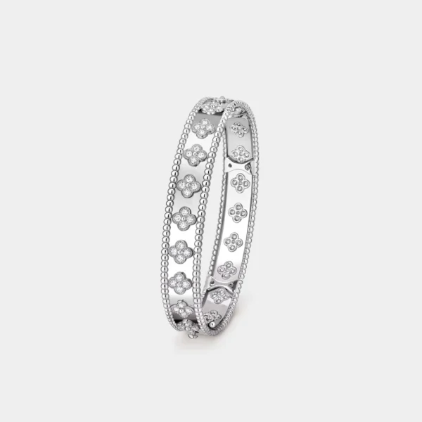 VAN CLEEF & ARPELS Perlée Clovers Bracelet Medium Model White Gold Diamond - Elite Wave