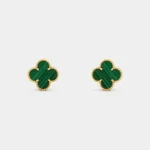 VAN CLEEF & ARPELS Vintage Alhambra Earrings Yellow Gold Malachite