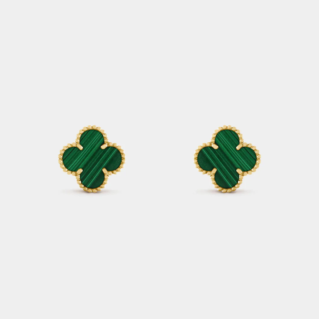VAN CLEEF & ARPELS Vintage Alhambra Earrings Yellow Gold Malachite