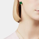 VAN CLEEF & ARPELS Vintage Alhambra Earrings Yellow Gold Malachite