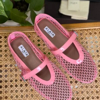 Alaïa Fishnet Ballet Flats - Front View
