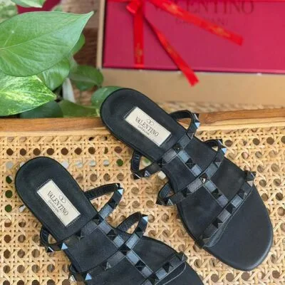 Studded Strap Flat Sandal - Worn Style