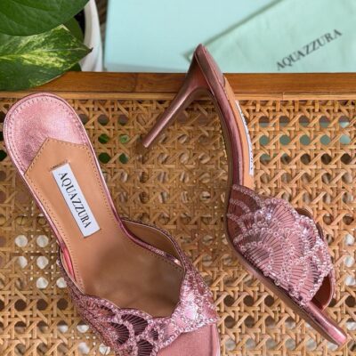 Sequin-Embellished Backless Mule Heel - Side View