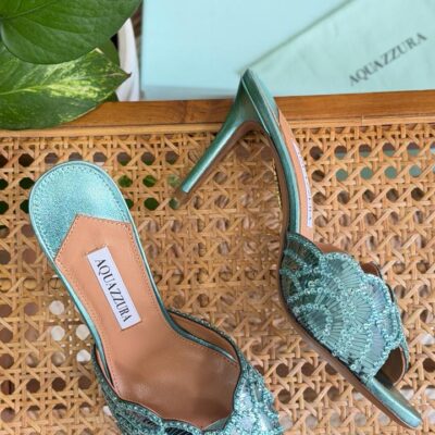 Sequin-Embellished Backless Mule Heel - Detail Close-up