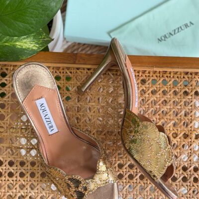 Sequin-Embellished Backless Mule Heel - Front View