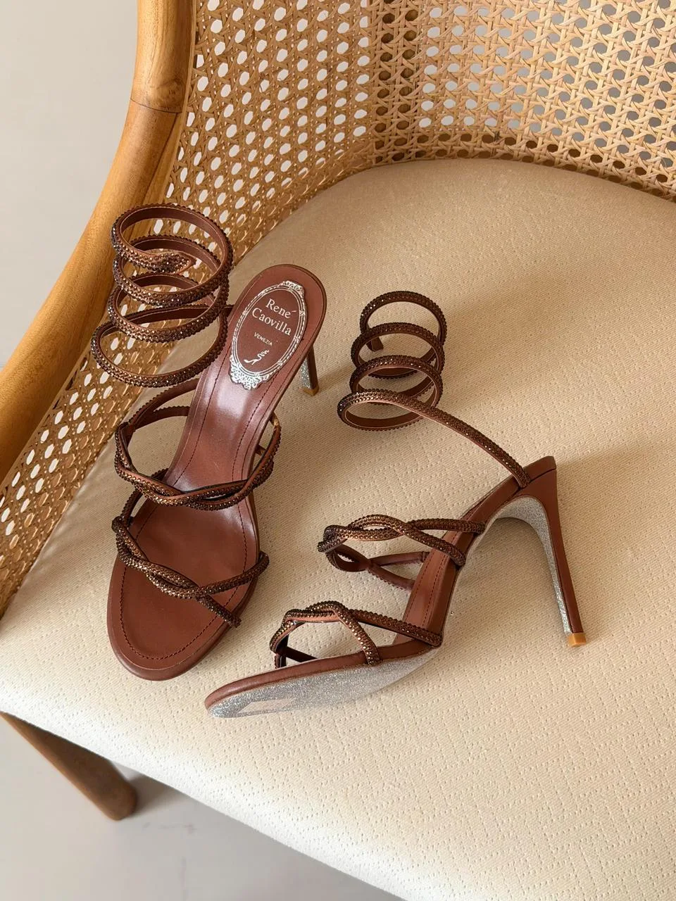 Crystal Chandelier Strap Sandal 10cm - Front View