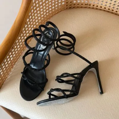 Crystal Chandelier Strap Sandal 10cm - Side View