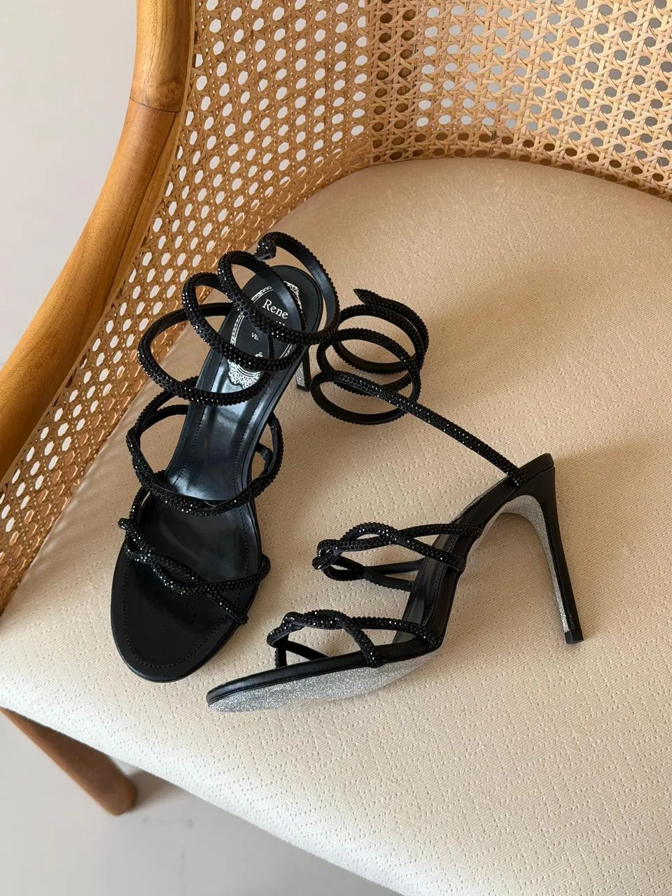 Crystal Chandelier Strap Sandal 10cm - Side View