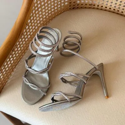 Crystal Chandelier Strap Sandal 10cm - Detail Close-up