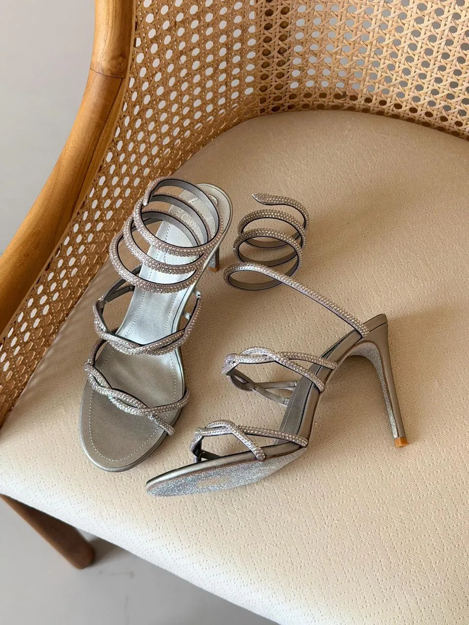 Crystal Chandelier Strap Sandal 10cm - Detail Close-up