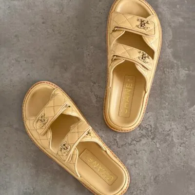 Quilted Leather Open-Toe Sandals - Side View