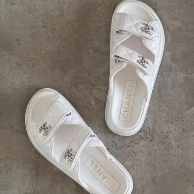 Quilted Leather Open-Toe Sandals - Back View