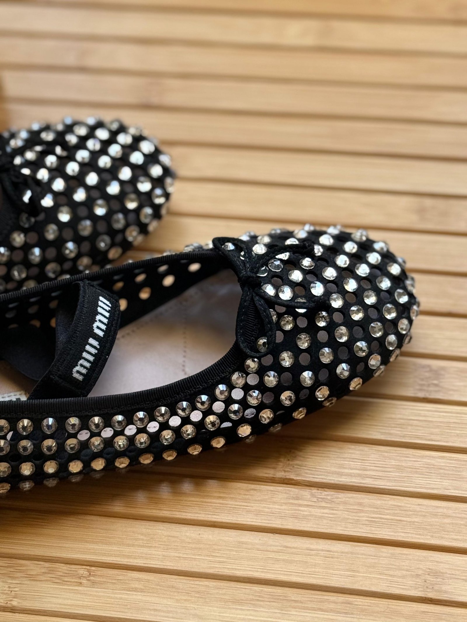 Miu Miu Crystal leather ballet flats