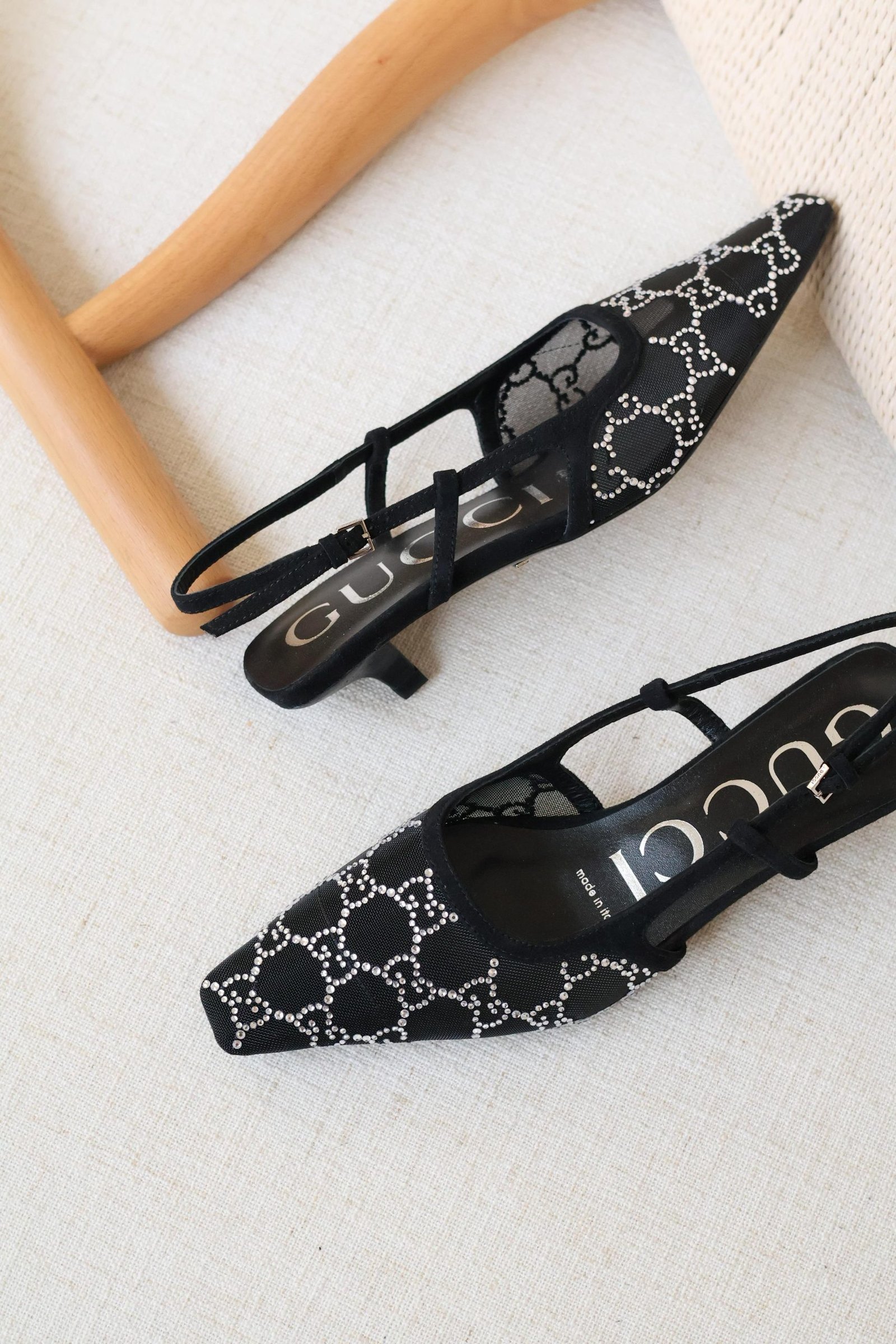 Gucci GG crystal slingback pump