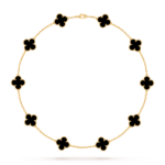 Vintage Alhambra necklace, 10 motifs 18K yellow gold, Onyx Jewellery