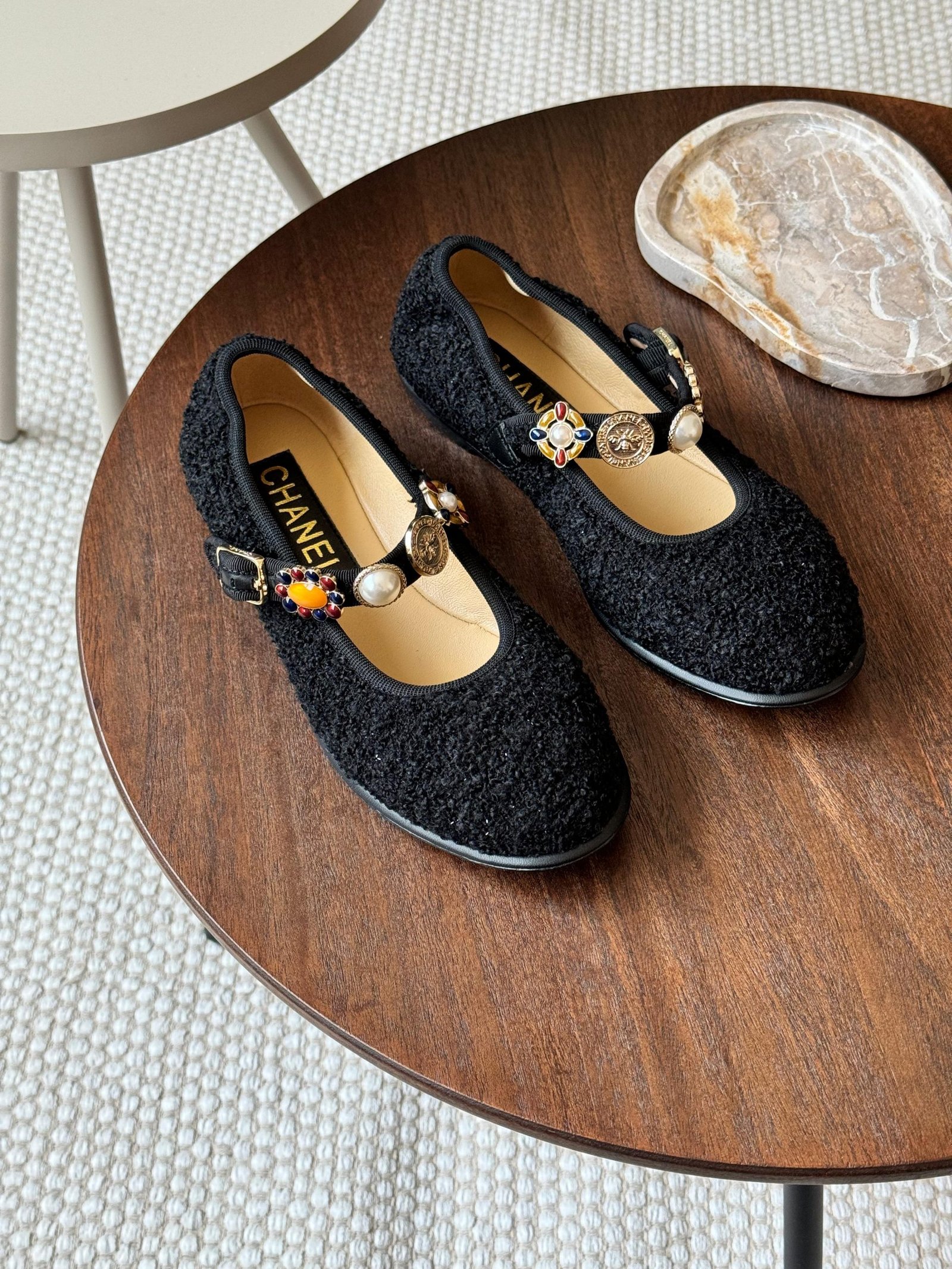 Chanel Mary janes tweed ballet flats