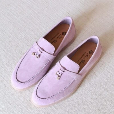 Luxury Suede Loafers with Minimal Summer Elegance Style - Worn Style
