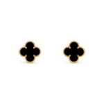 Vintage Alhambra earrings 18K yellow gold, Onyx