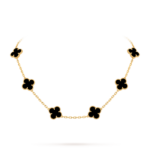 Vintage Alhambra necklace, 10 motifs 18K yellow gold, Onyx Jewellery